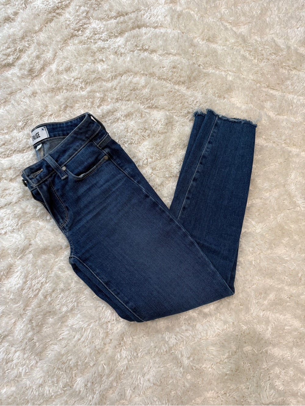 PAIGE Dark Blue High-Rise Skinny Jeans